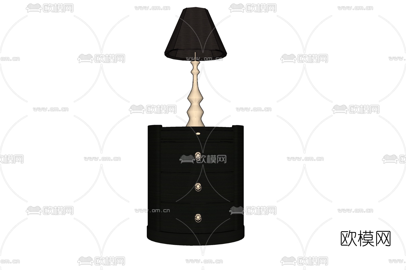 现代实木床头柜免费su模型下载