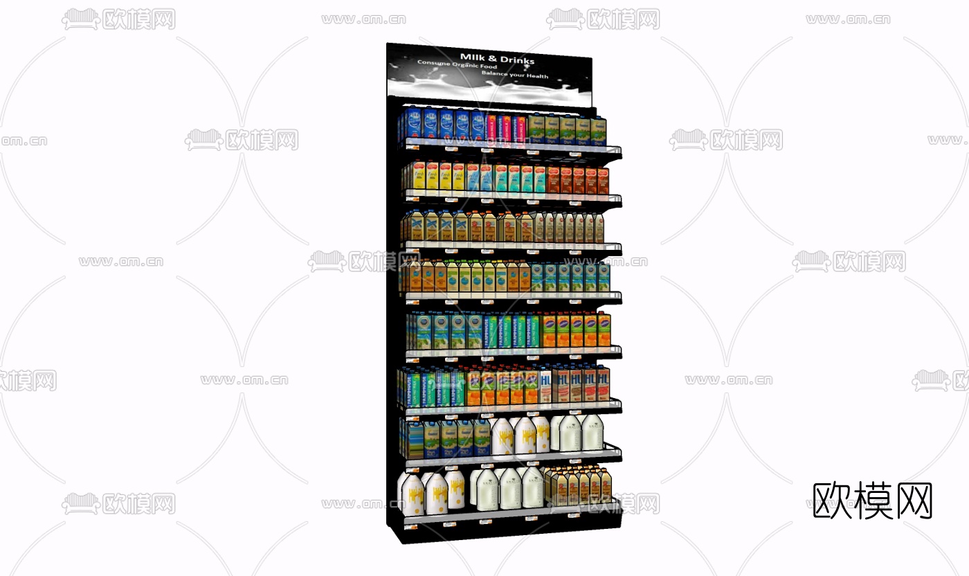 现代超市货架免费su模型下载