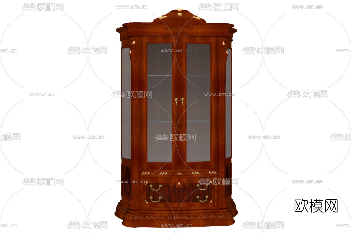 美式实木衣柜免费su模型下载