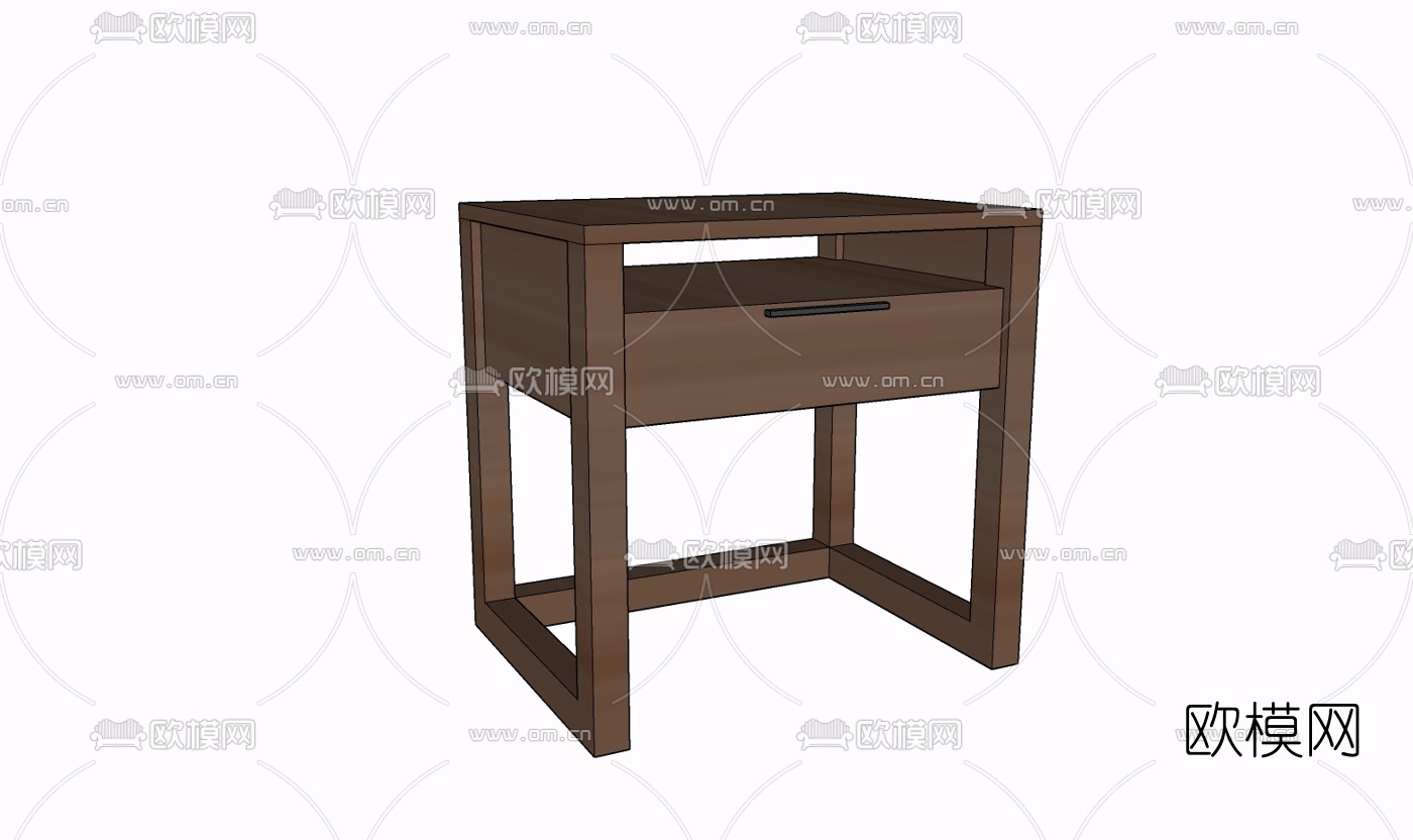 现代实木床头柜免费su模型下载