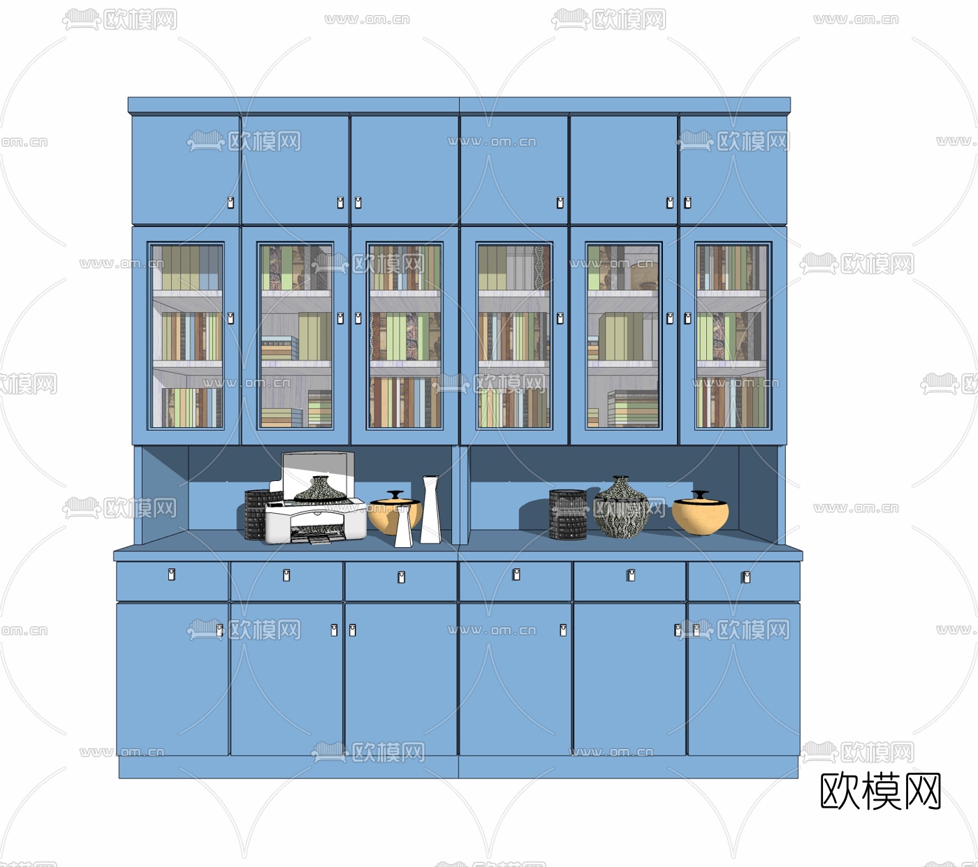 美式书柜免费su模型下载