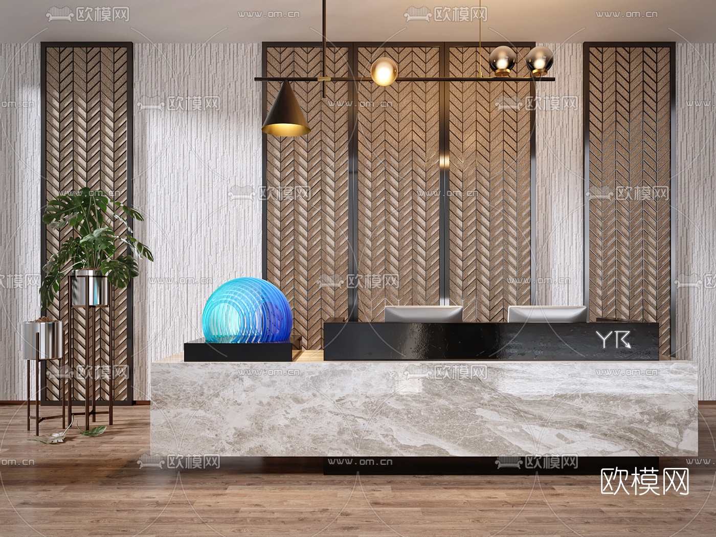 现代大理石接待台3d模型