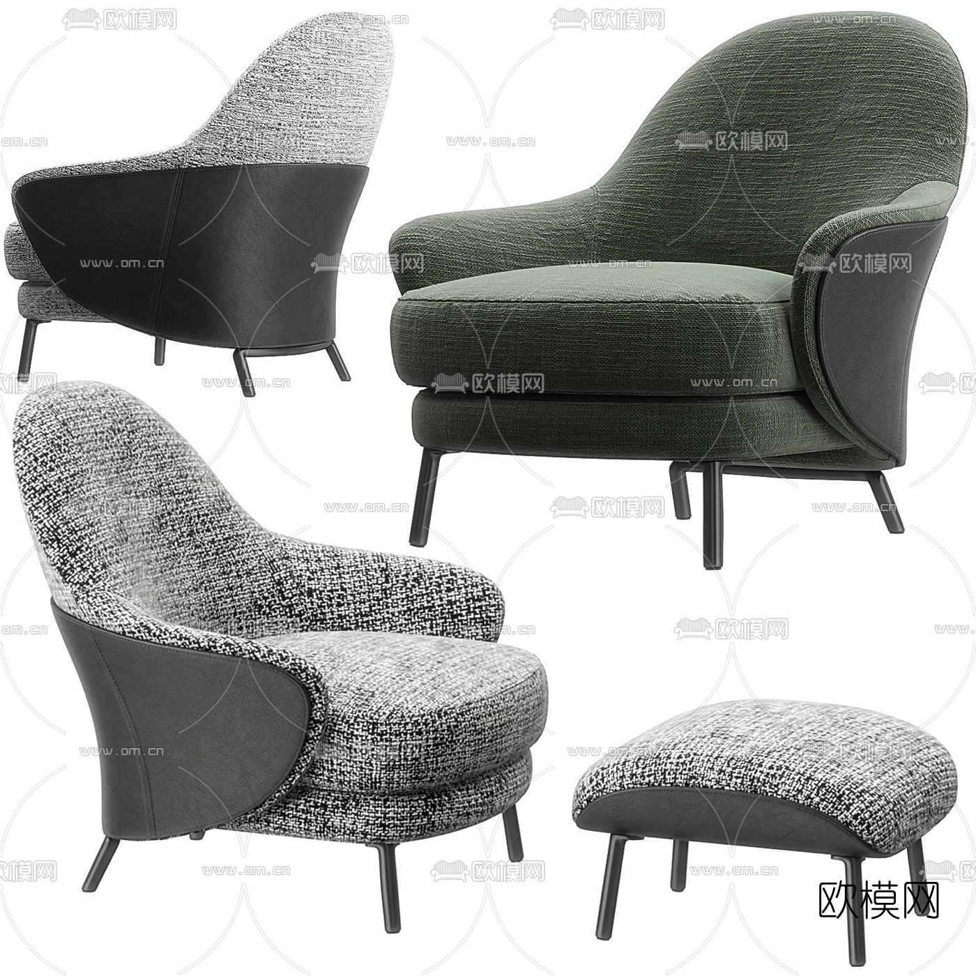 现代休闲躺椅3d模型下载（渲染图1）