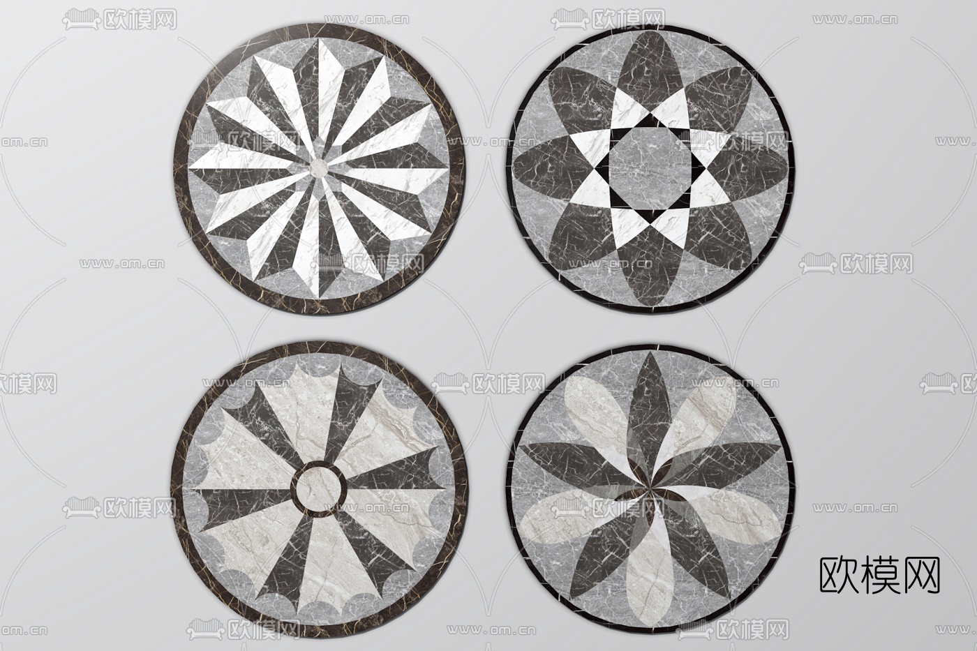 圆形拼花瓷砖3d模型下载