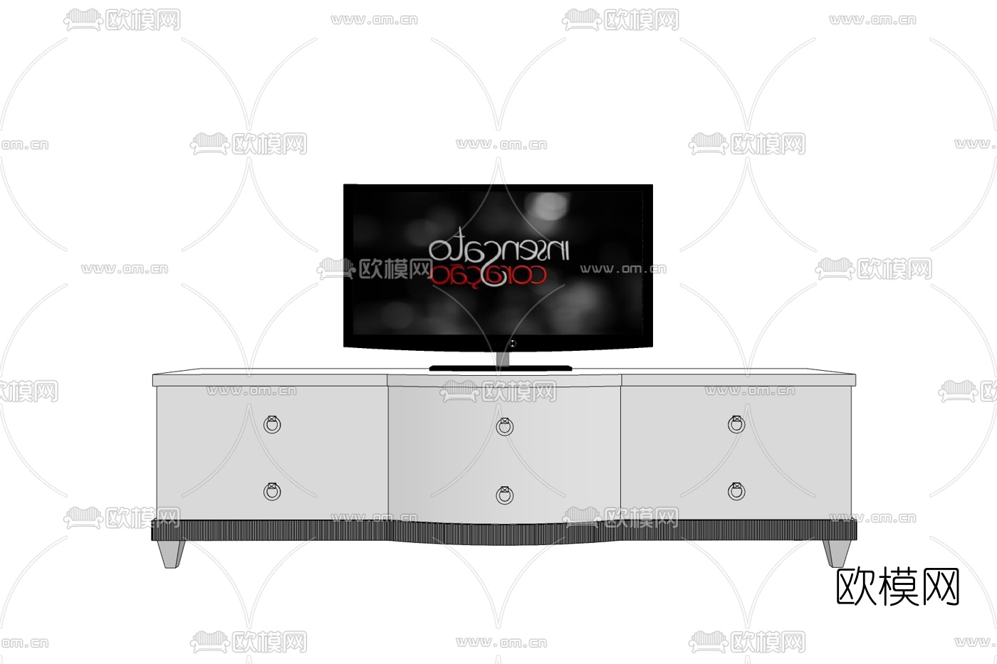 现代实木电视柜免费su模型下载