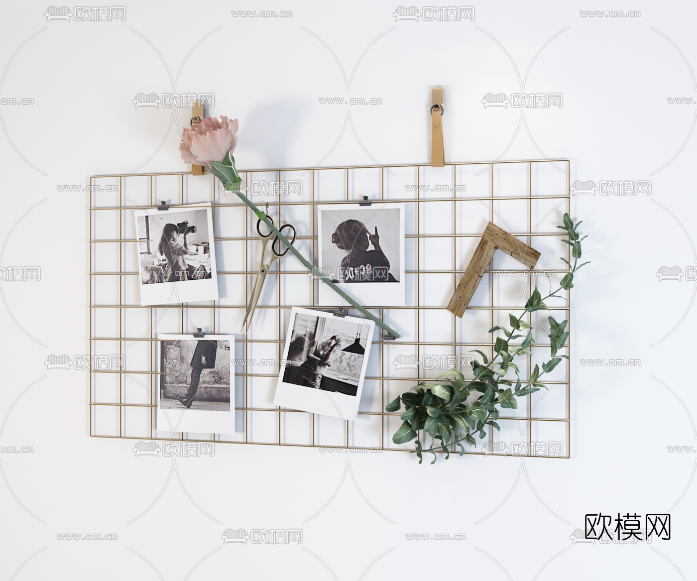 北欧照片剪刀墙饰挂件3d模型下载（渲染图4）