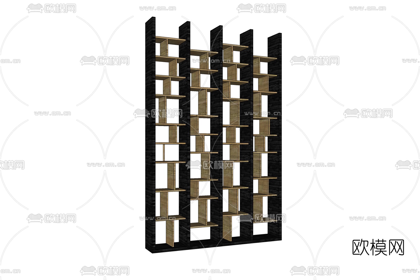 现代实木装饰柜免费su模型下载