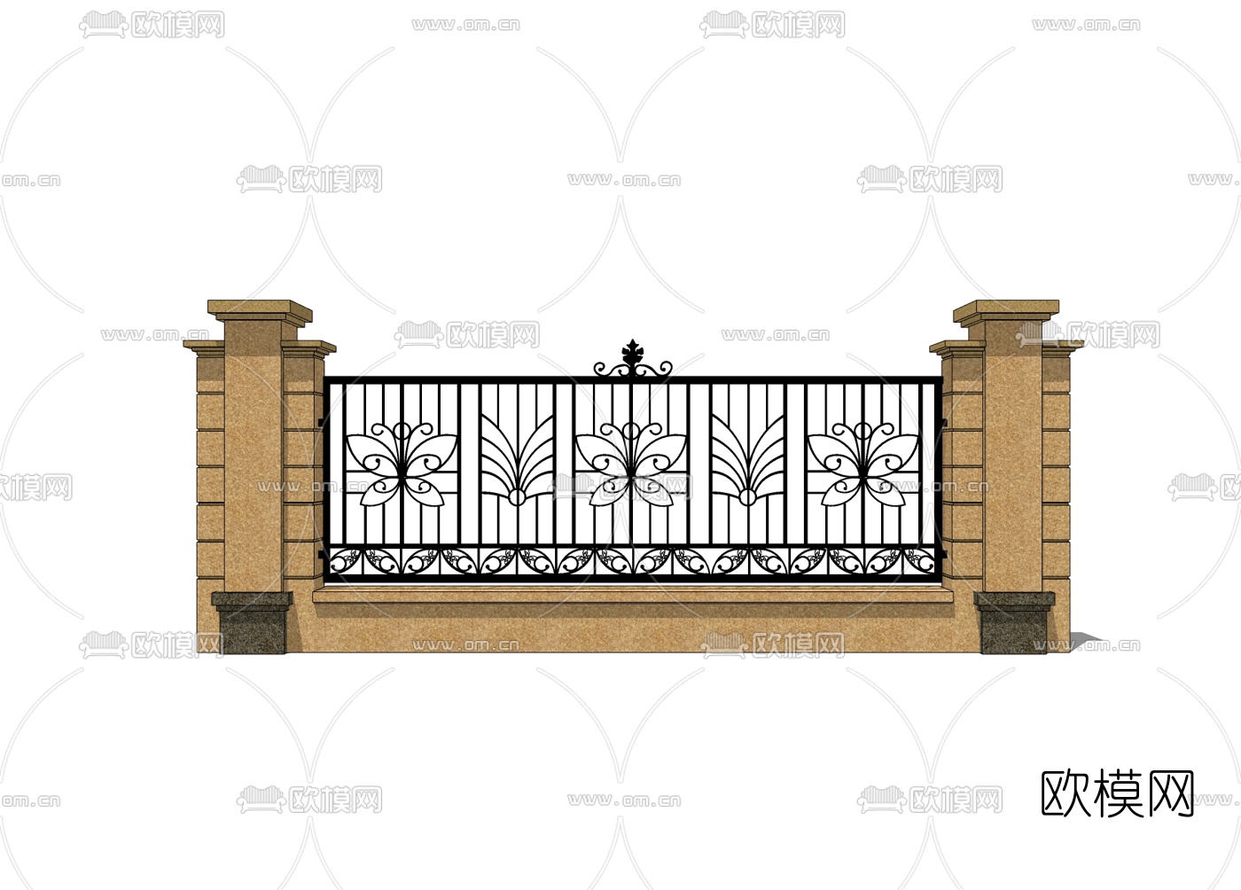 歐式圍牆鐵藝圍欄免費su模型