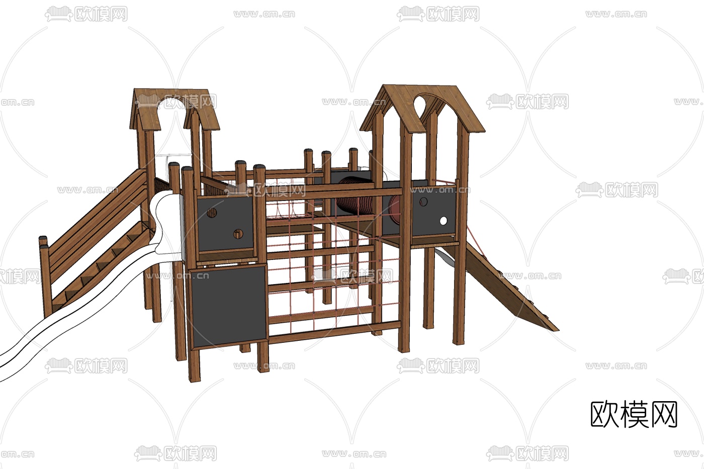 现代儿童滑梯免费su模型下载