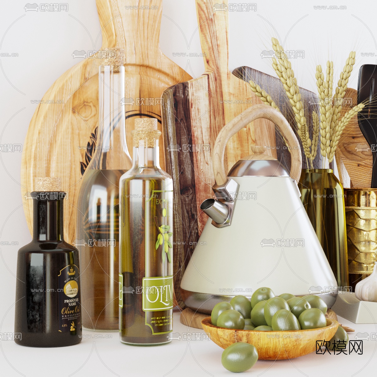 北欧厨具调味料水壶3d模型下载（渲染图2）