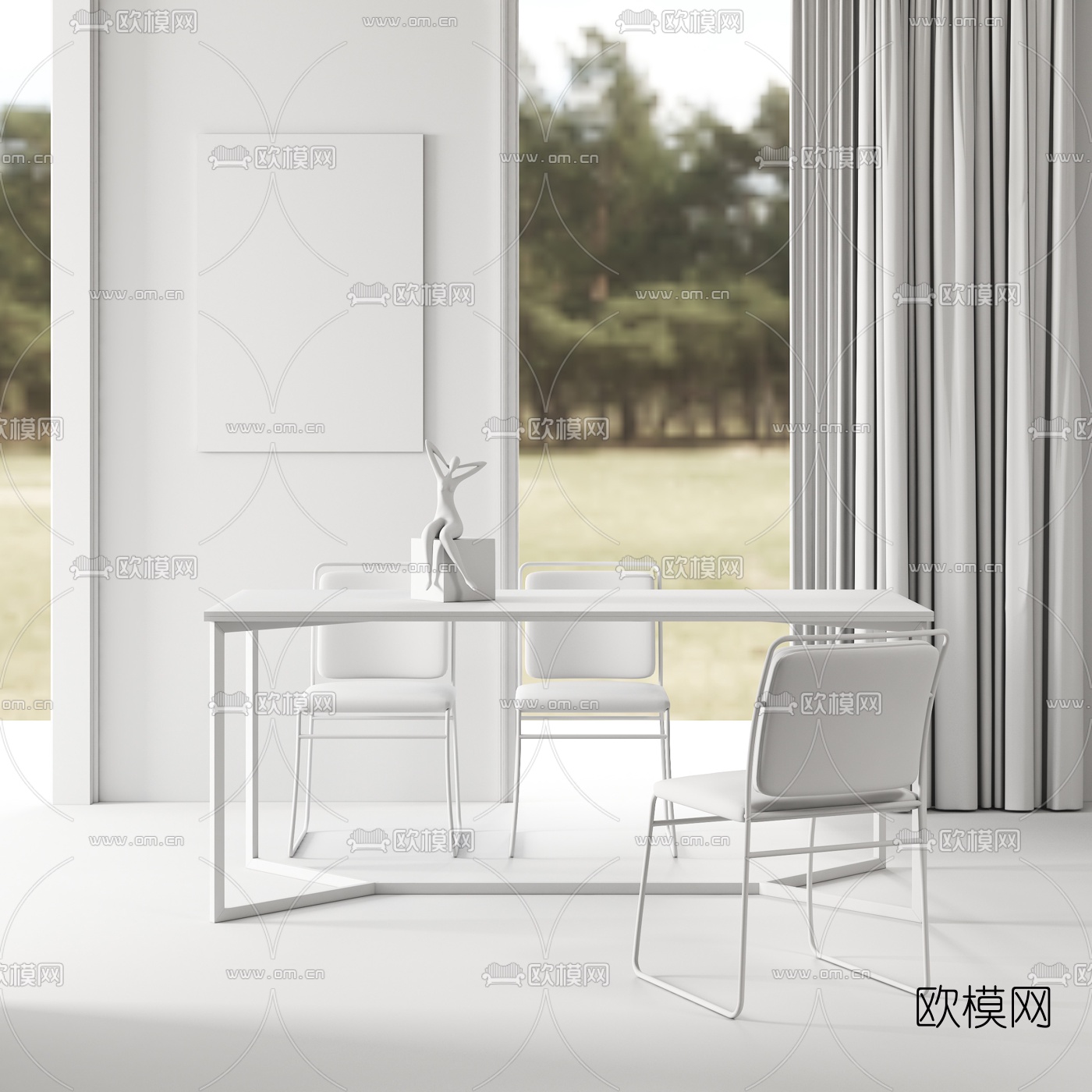 后现代玻璃餐桌椅3d模型