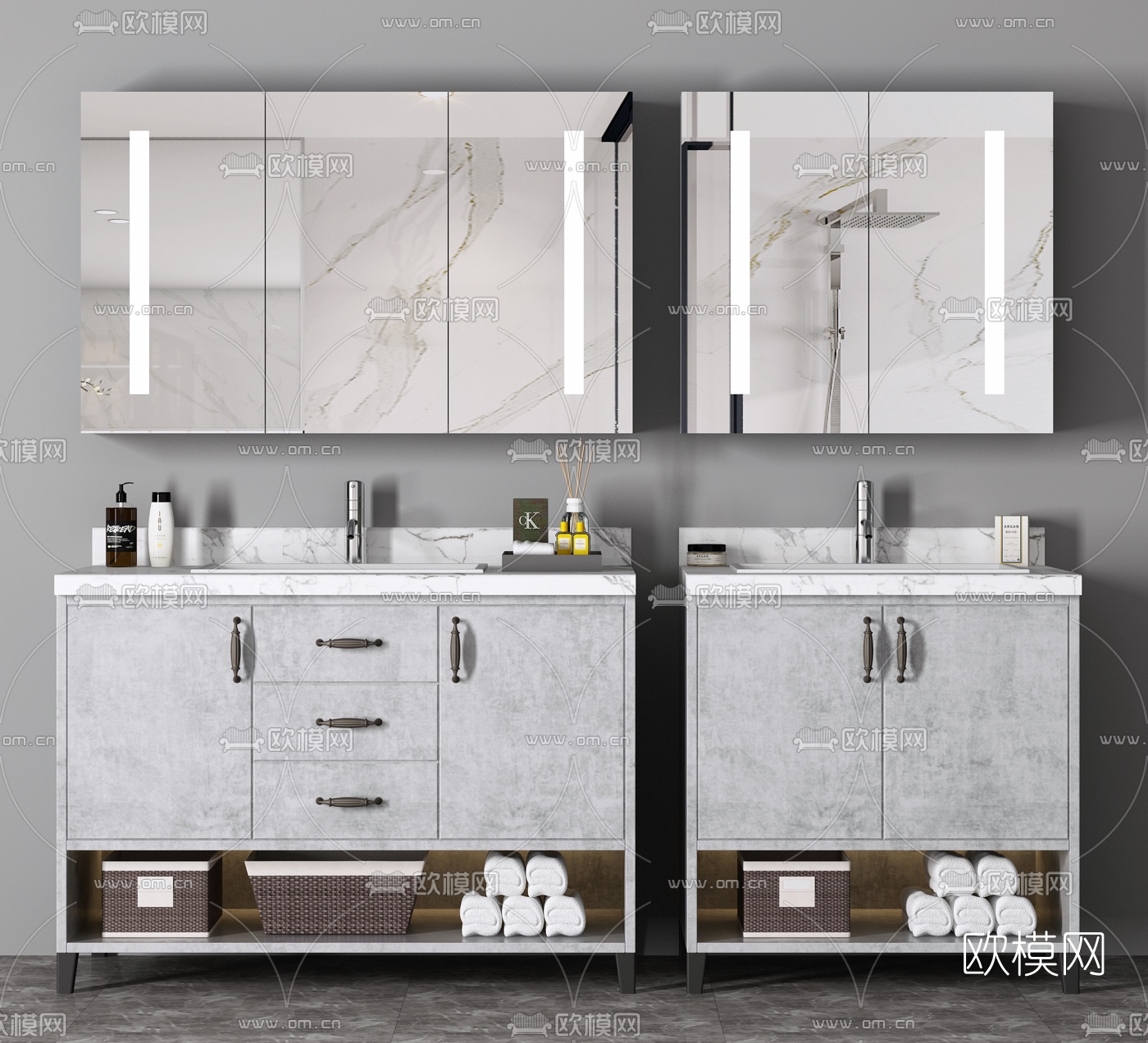 北欧浴室柜洗手台3d模型下载