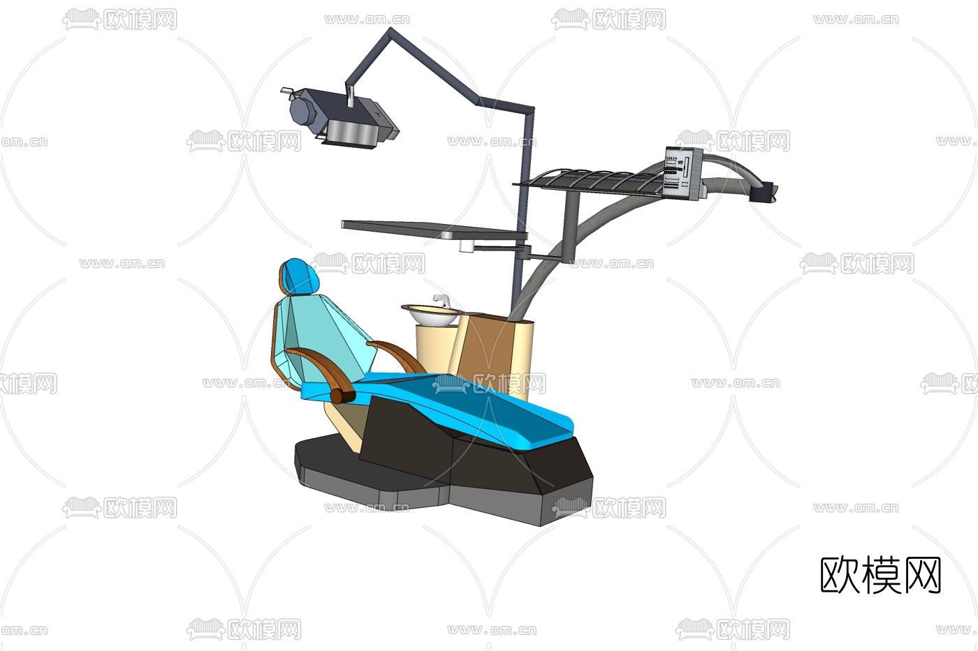 现代牙医工作台免费su模型下载