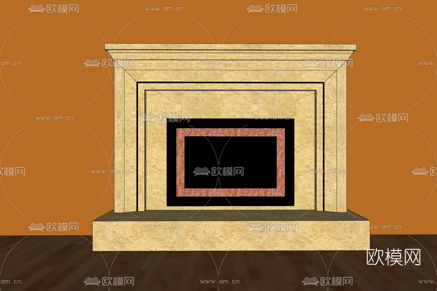 欧式石膏壁炉免费su模型下载