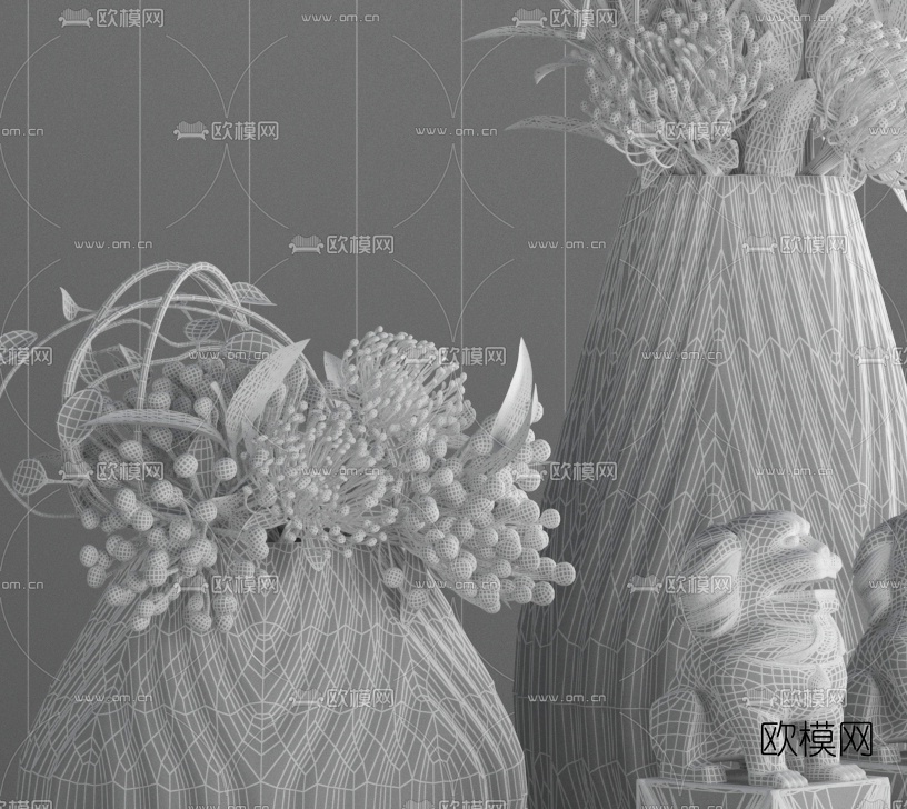 大都荟空间设计 新中式花瓶摆件3d模型下载（渲染图4）