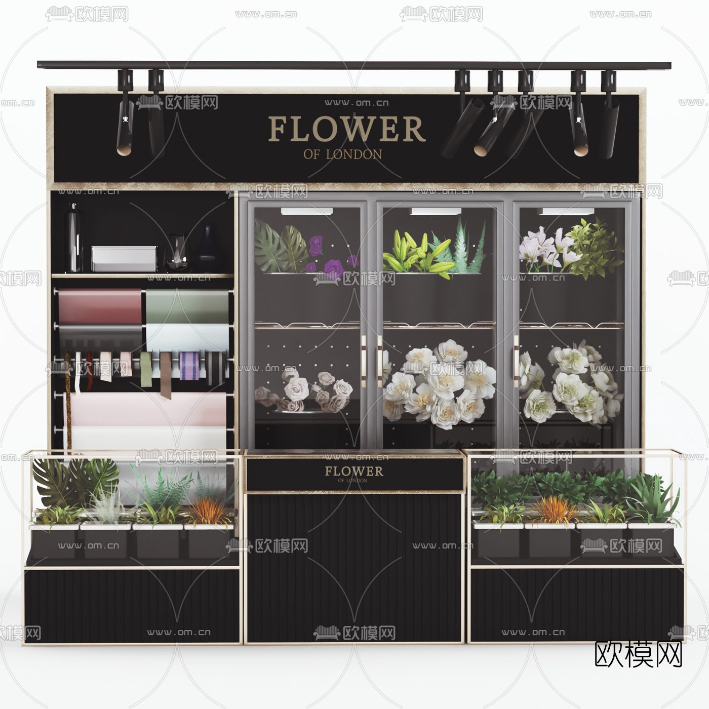 现代花店展示柜3d模型