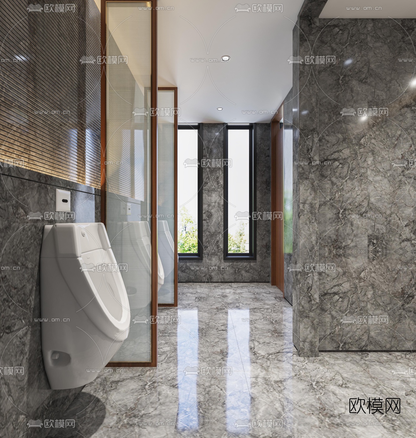 现代公用卫生间3d模型下载（渲染图3）