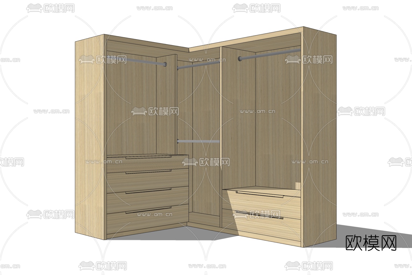 现代衣柜免费su模型下载