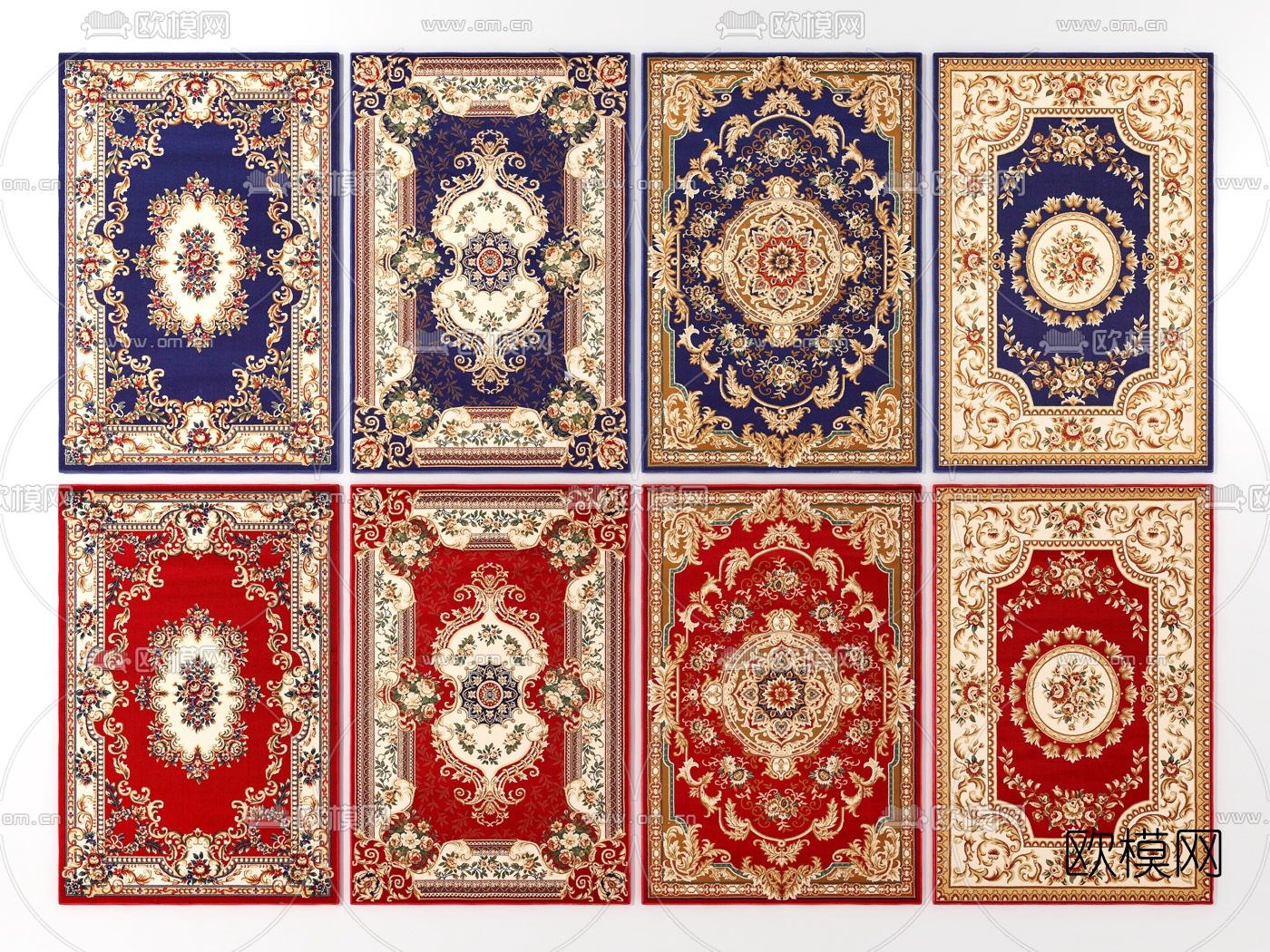 欧式花纹地毯组合3d模型下载