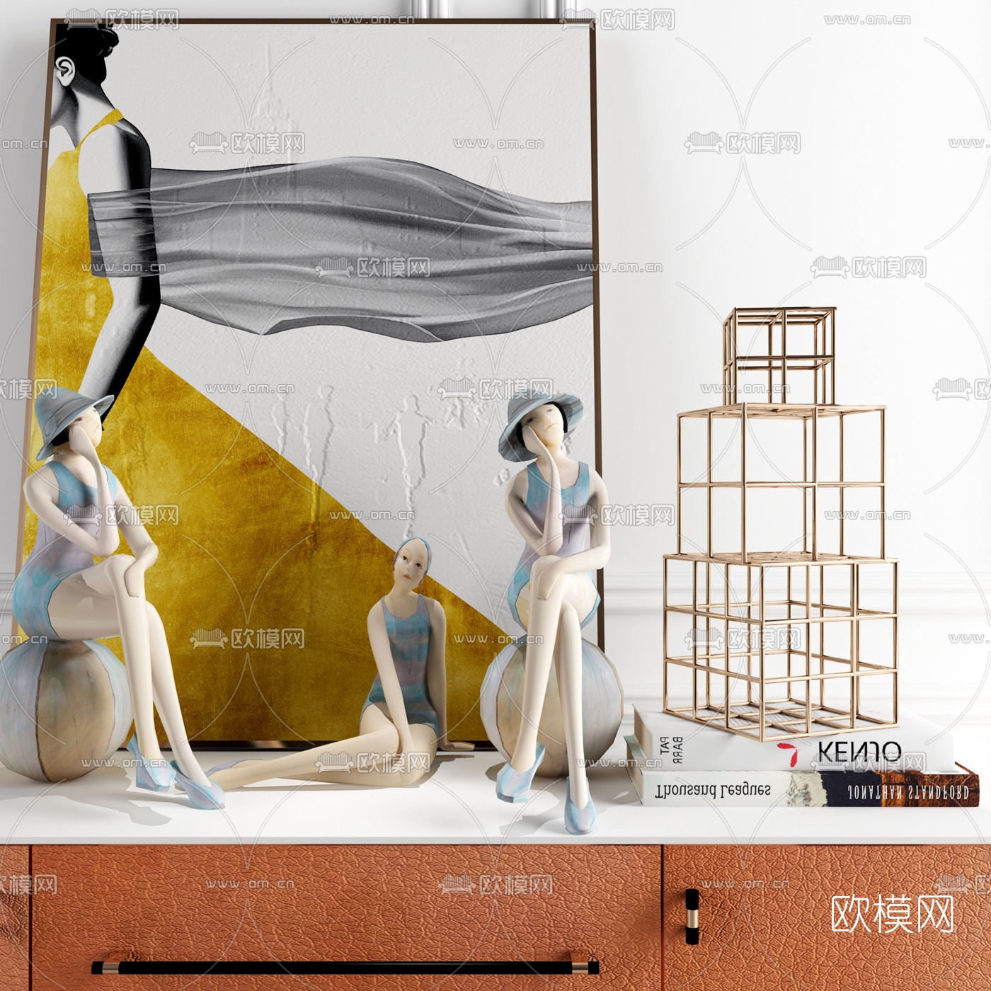 现代人物卡通摆件3d模型