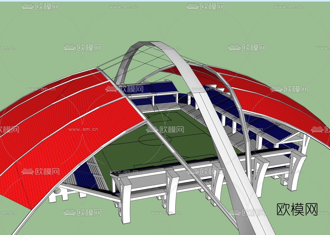 现代球场免费su模型下载
