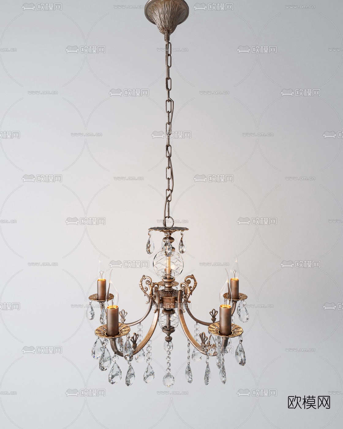 欧式古典金属吊灯3d模型下载