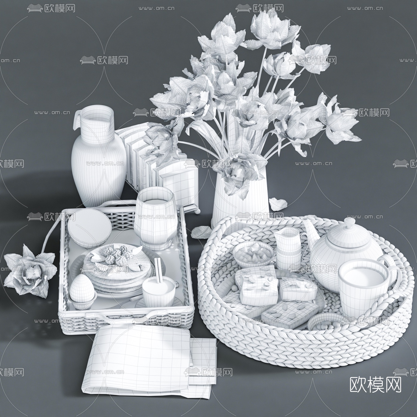 北欧起司饼酥咖啡食品3d模型下载（渲染图2）