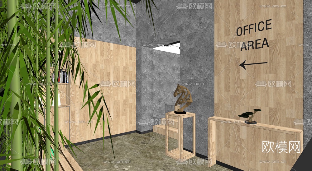 工业风主题餐厅su模型下载（渲染图4）