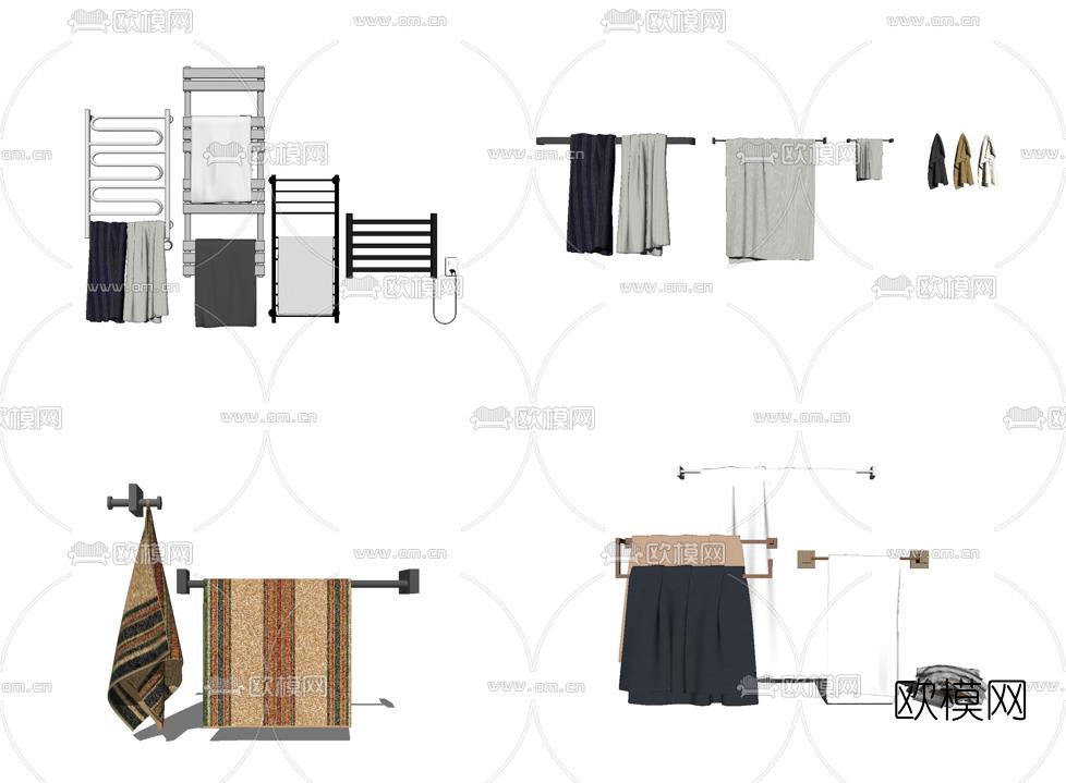 现代毛巾架置物架su模型下载