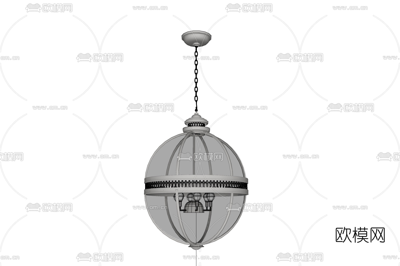 欧式金属吊灯免费su模型下载