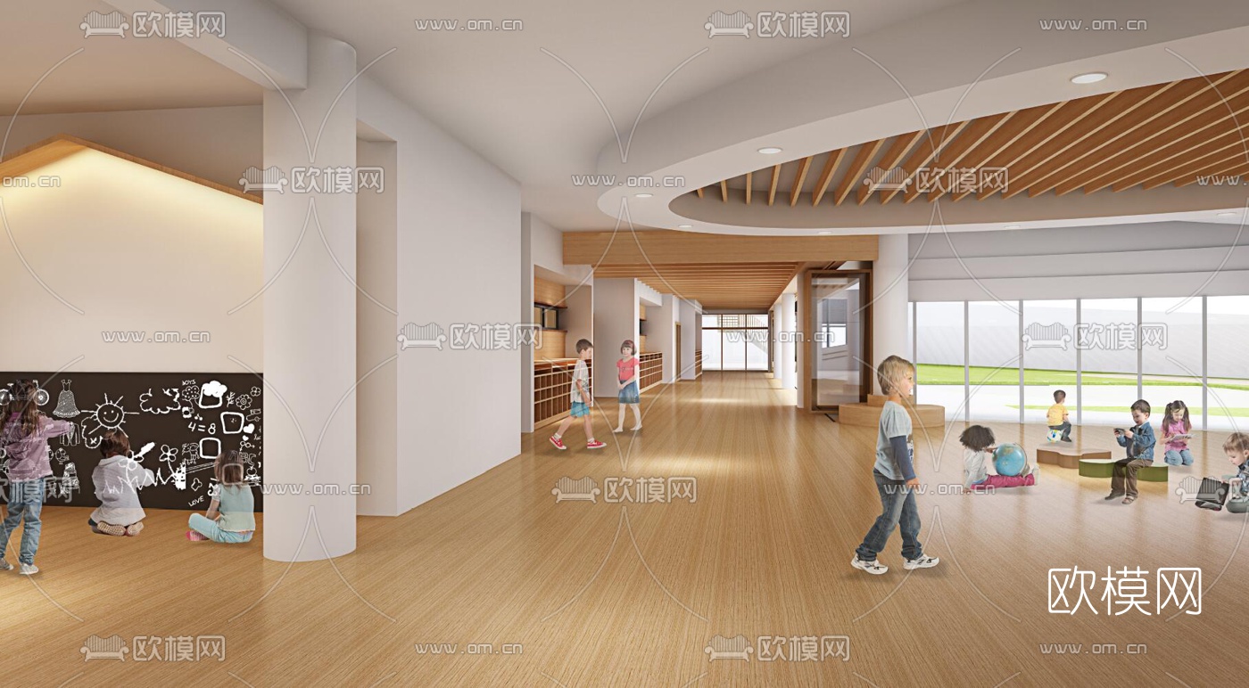 现代幼儿园外观su模型下载（渲染图4）