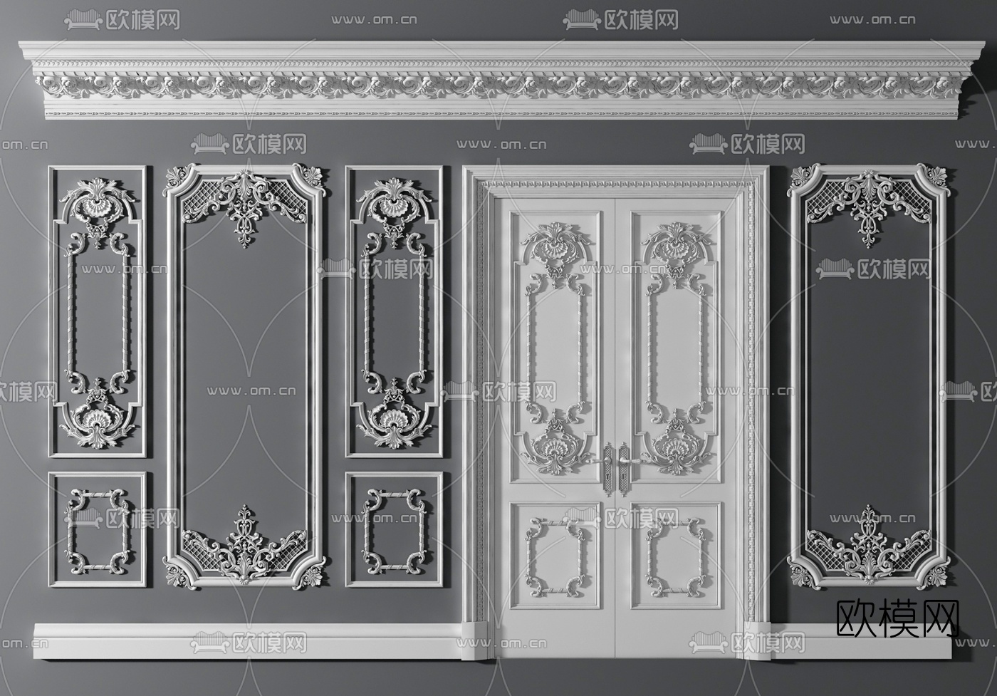 欧式石膏雕花线条组合3d模型