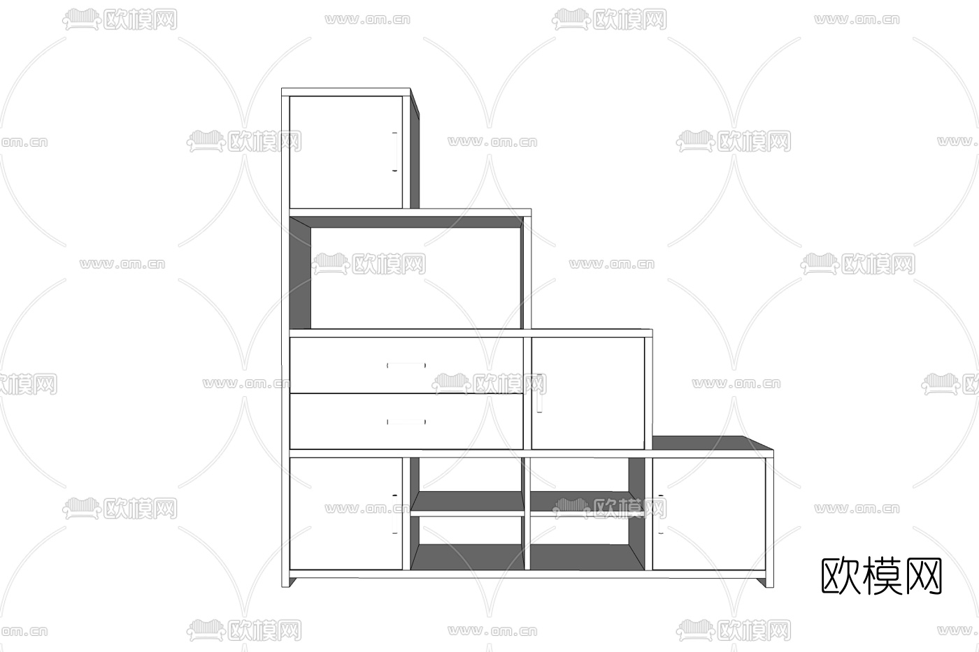 现代实木鞋柜免费su模型下载