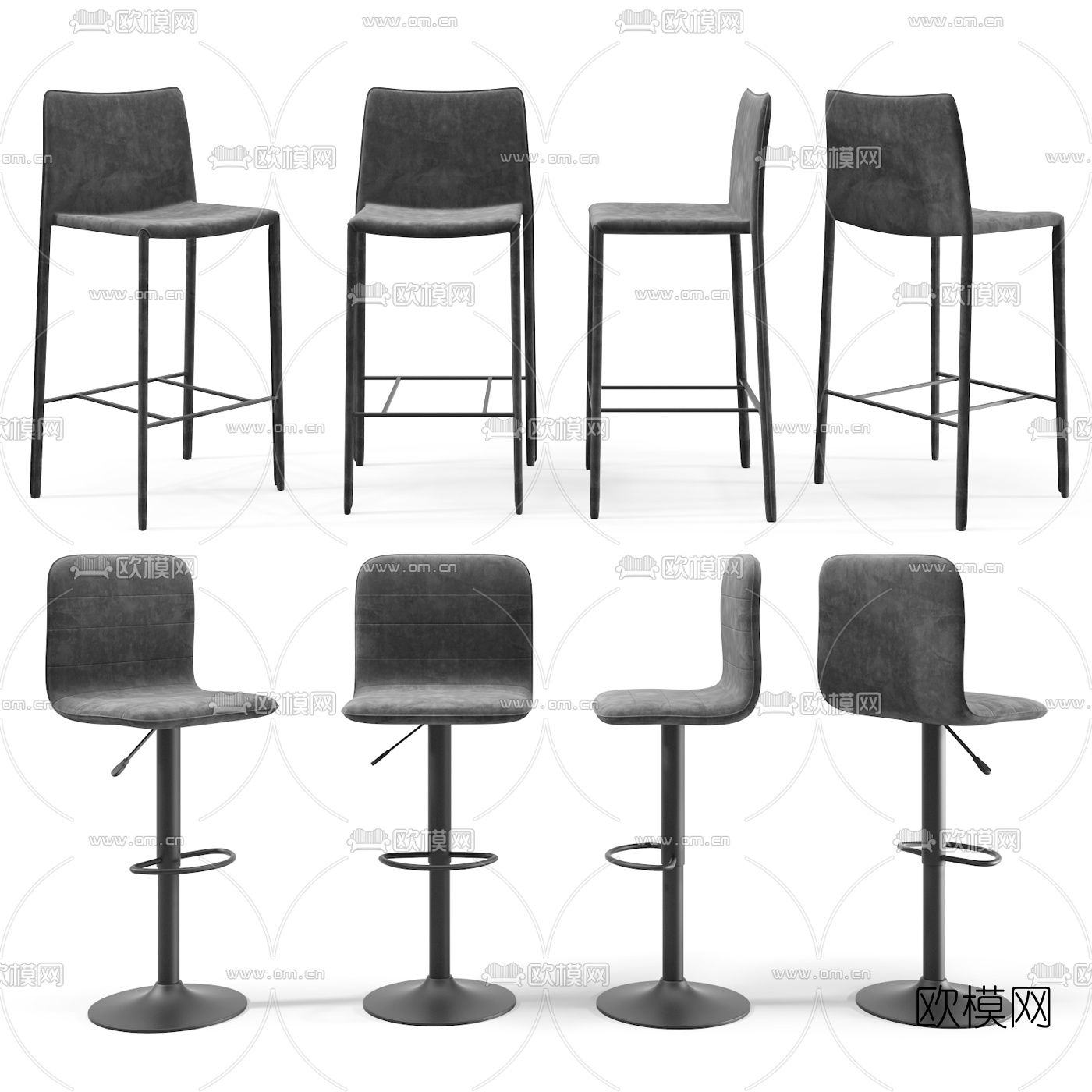 现代布艺吧台椅3d模型下载