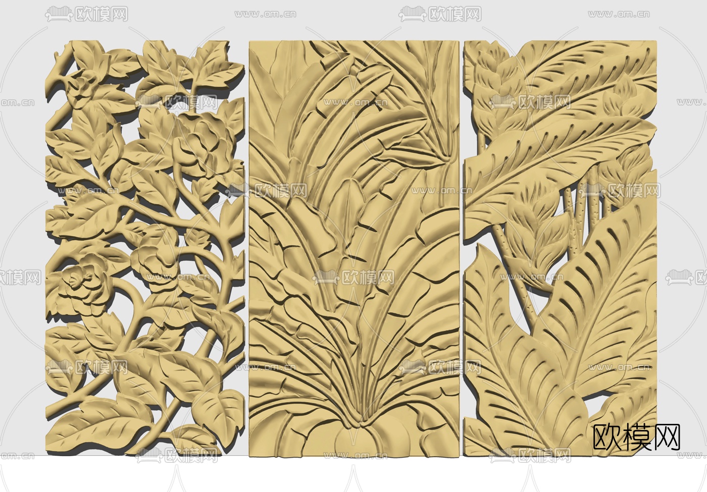 现代植物浮雕su模型下载