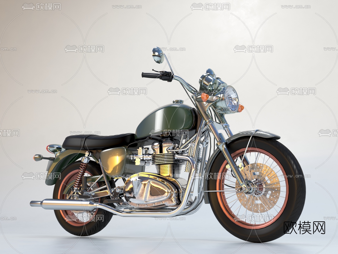 工业风哈雷摩托3d模型下载（渲染图1）