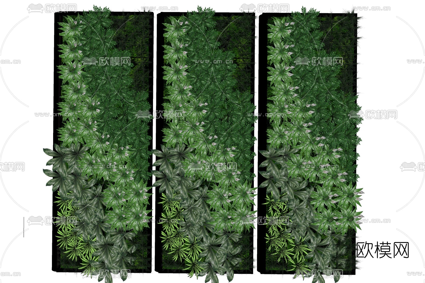 现代绿植背景墙免费su模型下载