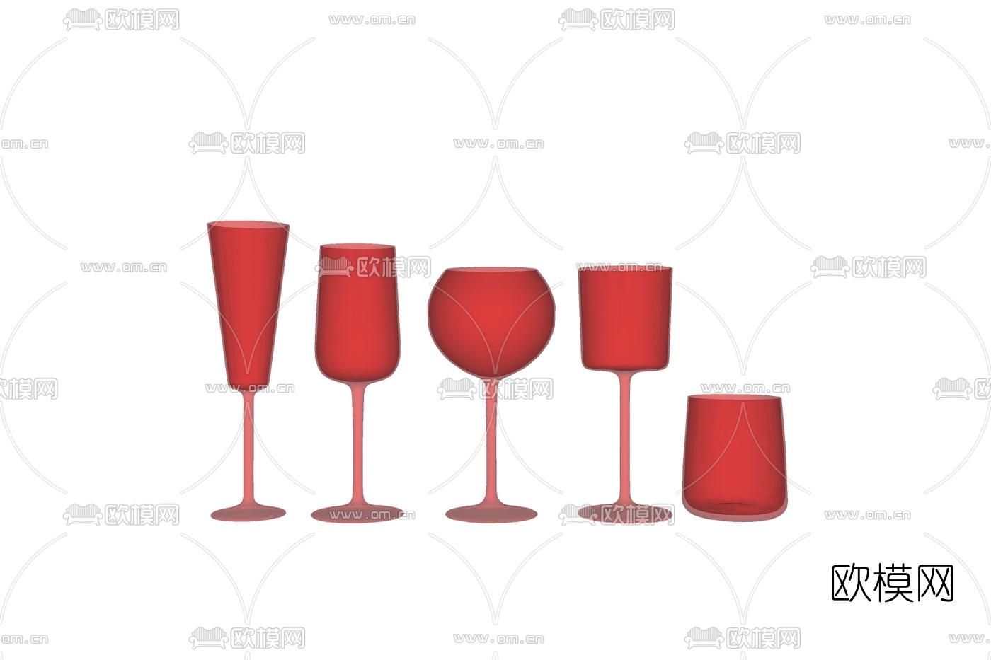 现代红酒杯组合免费su模型下载