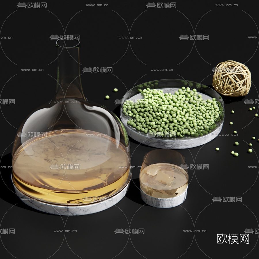 北欧酒瓶绿豆食物3d模型