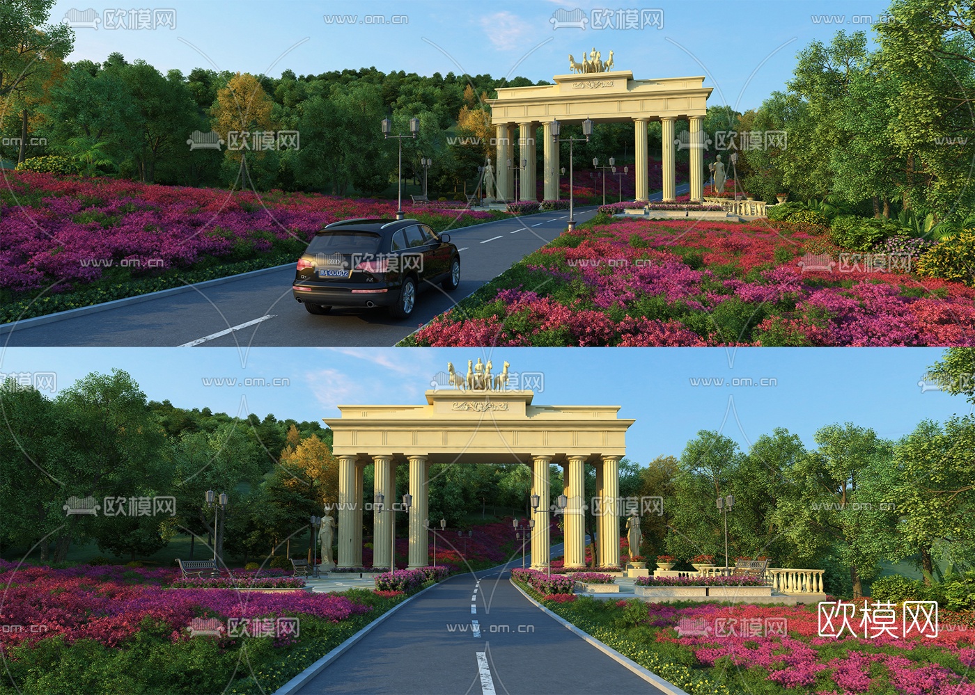 现代公园大门园林景观3d模型
