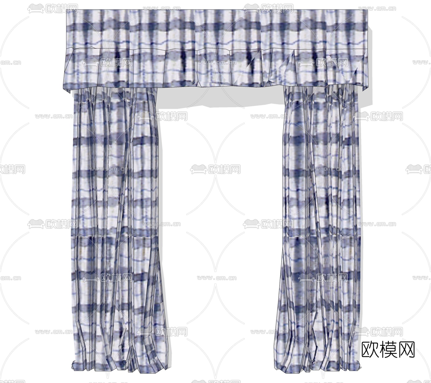 现代窗帘免费su模型下载
