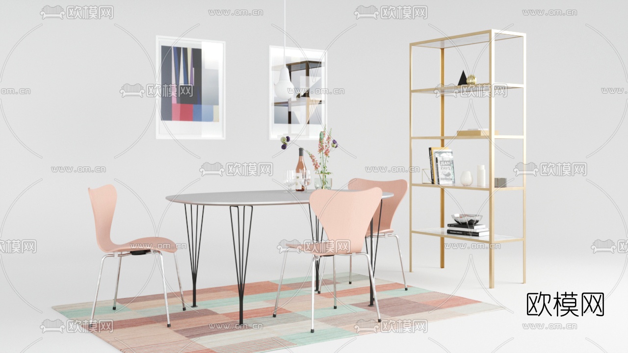 北欧休闲桌椅3d模型下载（渲染图2）