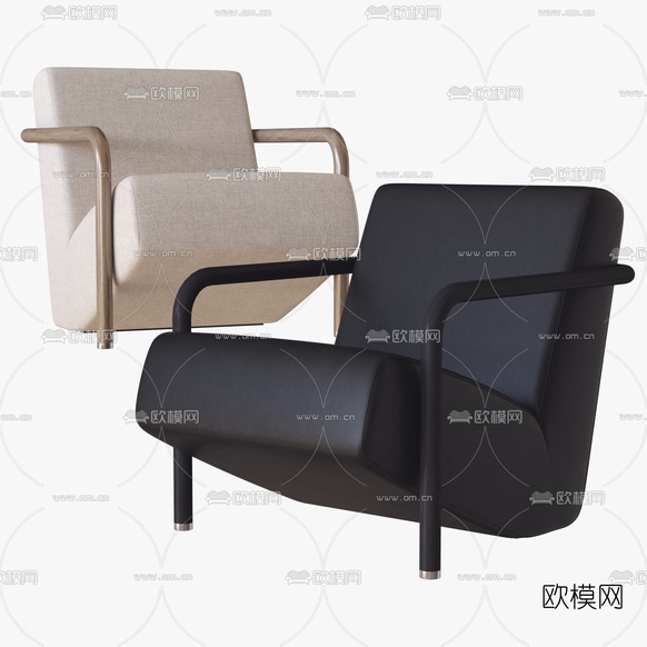 现代皮革休闲椅3d模型下载(渲染图1)