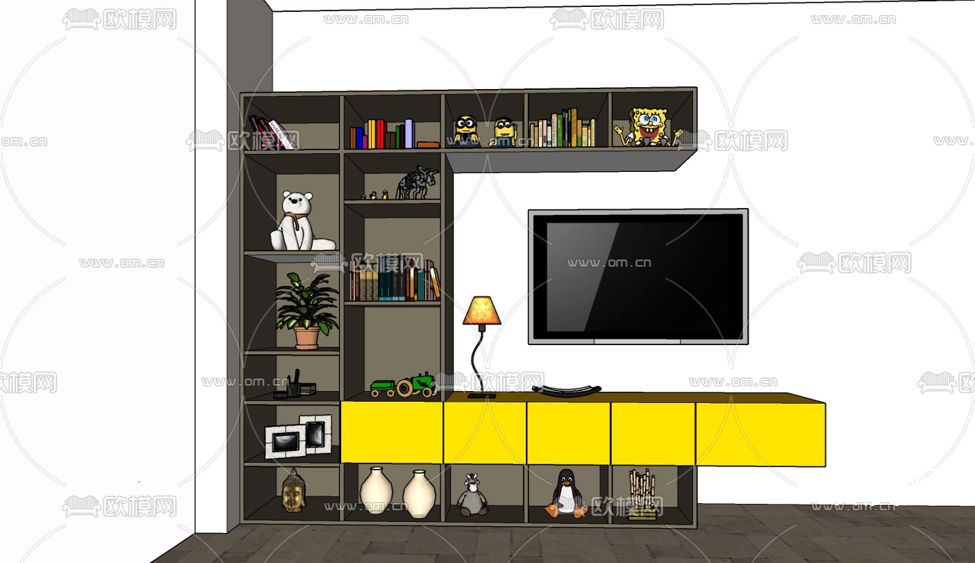 现代电视柜免费su模型下载
