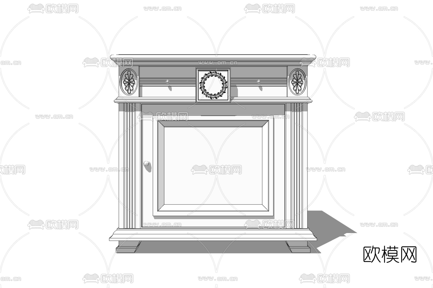 欧式实木床头柜免费su模型下载