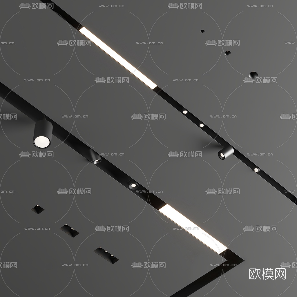 现代轨道灯射灯筒灯LED灯3d模型