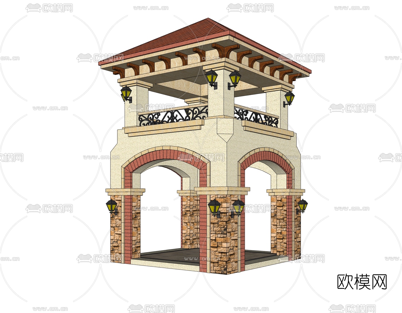 欧式塔楼免费su模型下载