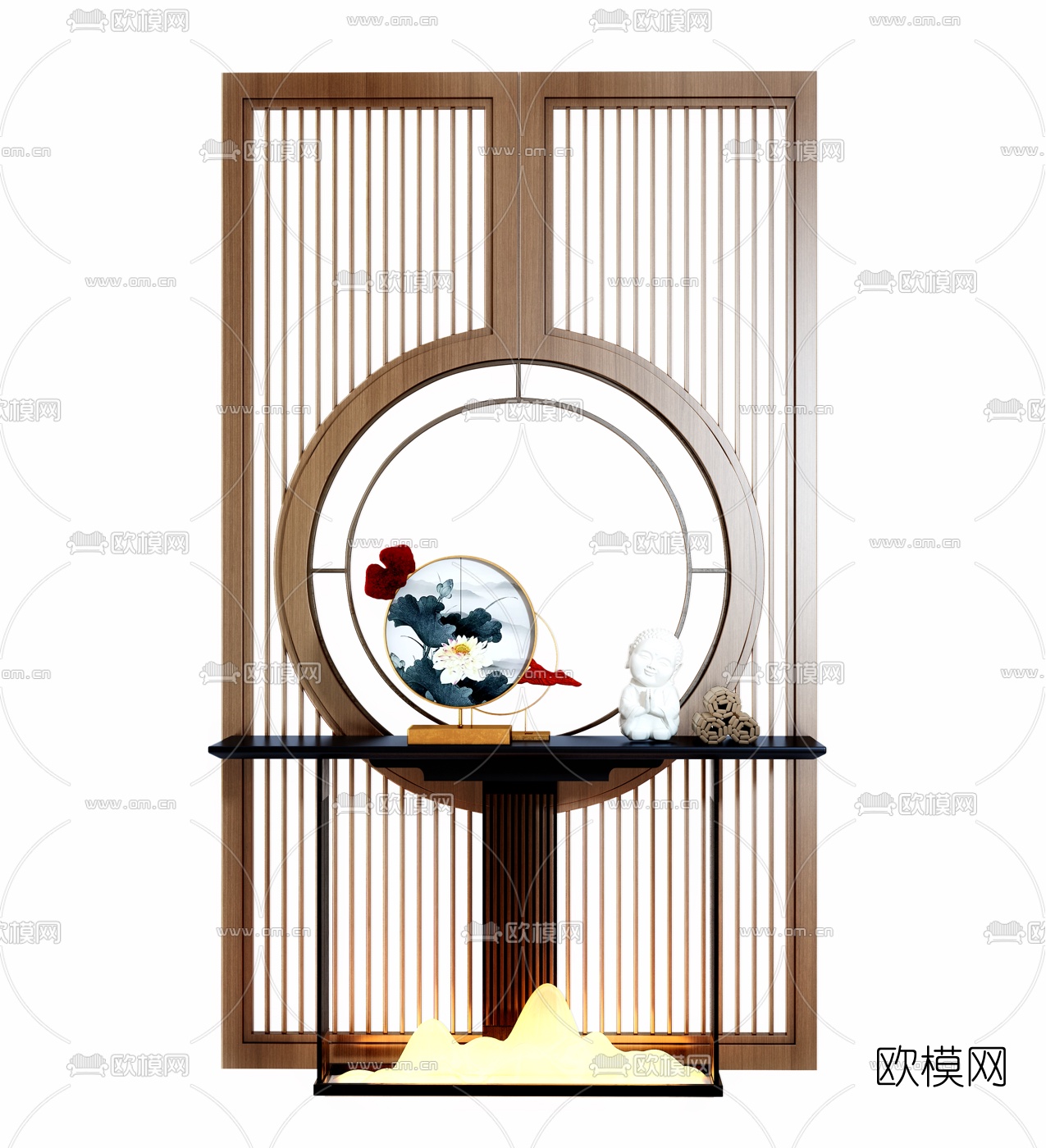 新中式端景柜3d模型下载