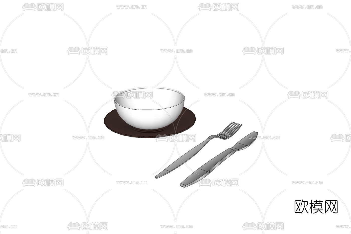 现代餐具免费su模型下载