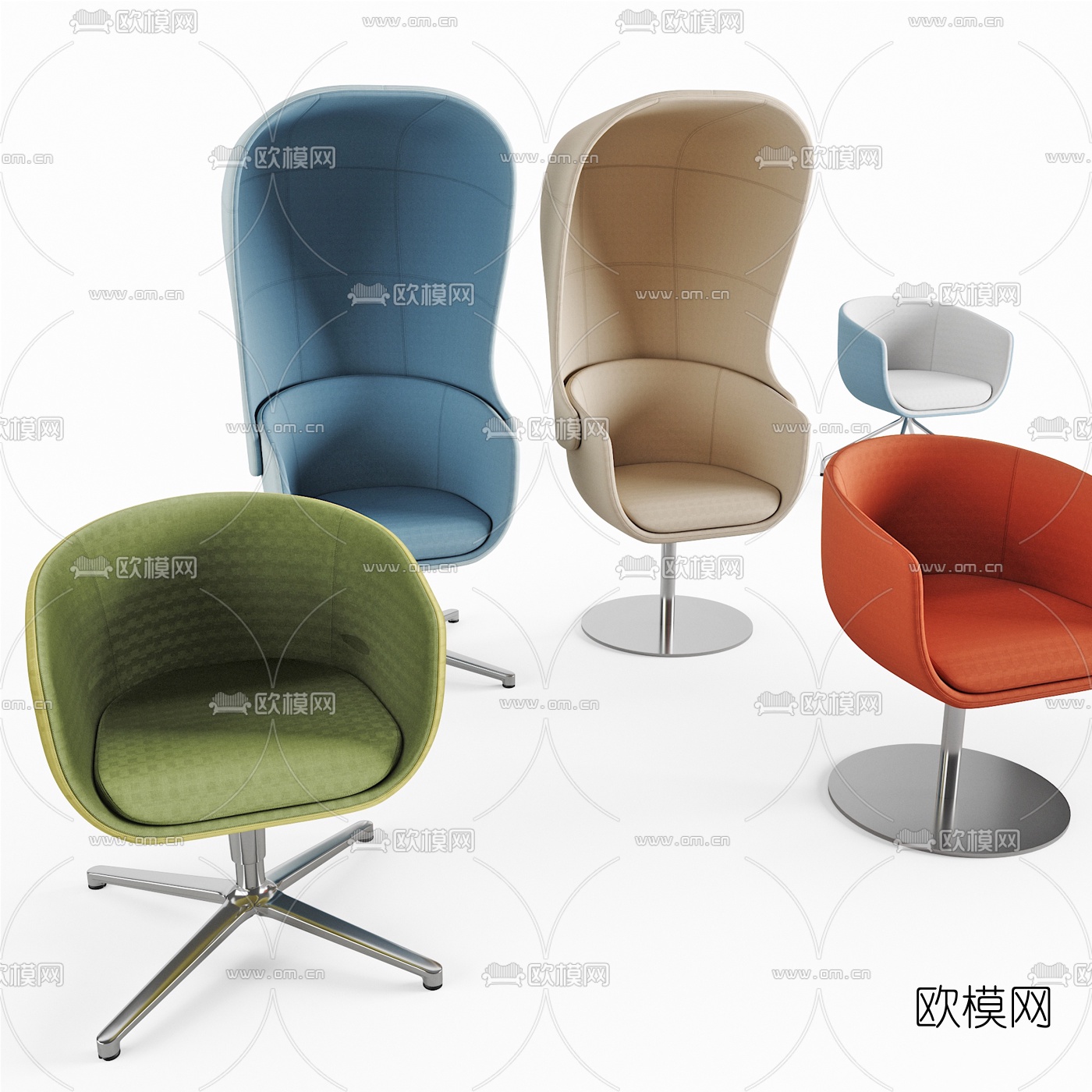 现代布艺办公椅3d模型